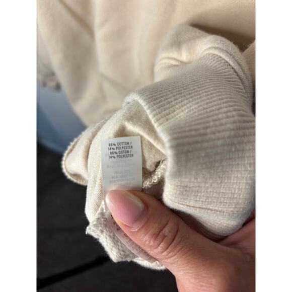 Aerie The Sweat Everyday Mock Neck Sweatshirt Cream Tan Ribbed Turtleneck M - Picture 6 of 6